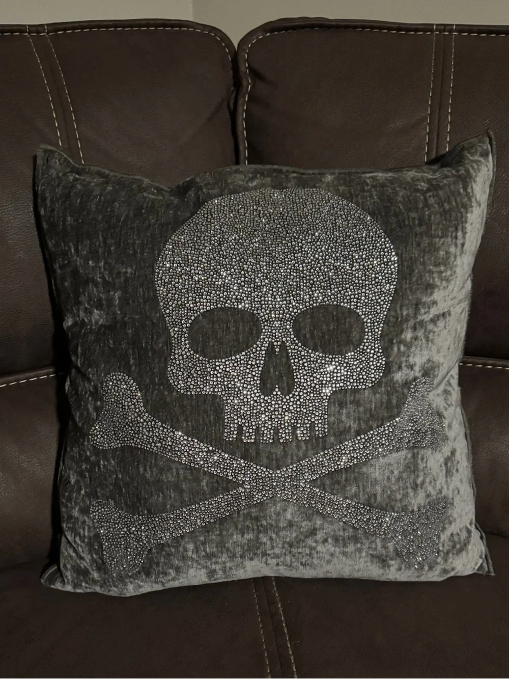 Halloween Magaschoni Rhinestone Skull Decorative Pillow
